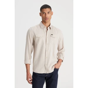 Regular Fit Normal Kesim %100 Pamuk Bej Gömlek