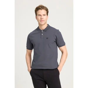 Regular Fit Normal Kesim Polo Yaka %100 Pamuk Antrasit Tişört