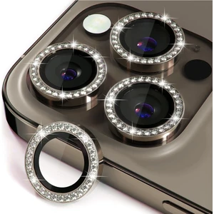Apple iPhone 16 Pro Max Kamera Koruma Parlak Renkli Taşlı Lens Koruyucu Cam Koruma