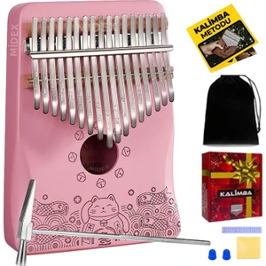 KLX-350 Pembe Kalimba Gerçek Ağaç 17 Tuşlu Full Set