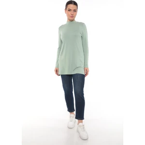 Penye Bizden  Viskon Dik Yaka Tunik-Mint Yeşili
