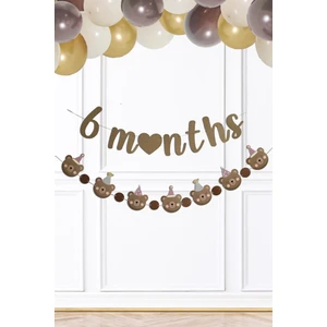 Ayı Konsept 6 Months Banner Yarım Yaş Partisi 6 Months Yazılı Ayıcıklı 2li Banner Süs