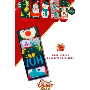 5'li Christmas Noel Temalı Unisex Yılbaşı Çorabı Kutusu
