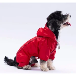 Kırmızı Muson Su Geçirmez Küçük Irk Köpek Yağmurluk Tulum