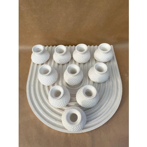 Dekoratif 10'lu Set Tombik Beton Saksı Kahve Yanı Sunumluk, Nişanlık, Kına, Nikah Hediyelik