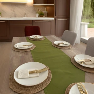 Premium Runner Masa Örtüsü Yeşil Duck Keten Runner 40 x 150 cm