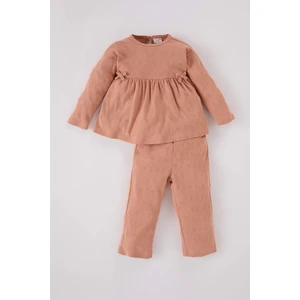 Kız Bebek Pijama Takımı Uzun Kollu Ribana Üst Uzun Alt D7168A524WN