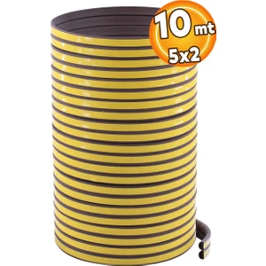 Yapışkanlı 5x2=10 Metre (KAHVERENGİ) Kapı Pencere Bandı Fitili Soğuk Izolasyon Sızdırmazlık Kauçuk Bantları