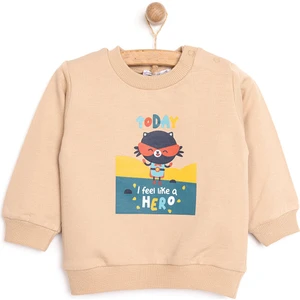 HelloBaby Basic Az Şardonlu Hero Baskılı Sweatshirt Erkek Bebek