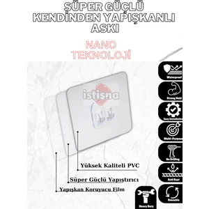 4 Adet Süper Güçlü Şeffaf Çerçeve Askısı Lekesiz Duvar Yapışkanı Mutfak Banyo Raf Tutucu Aksesuarı