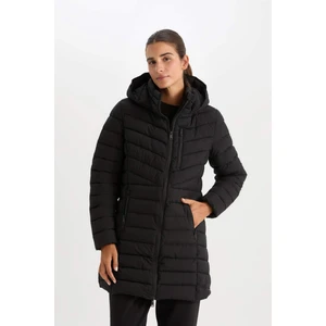 DeFactoFit Şişme Mont Parka Su İtici Rüzgar Geçirmez Kapüşonlu Fermuarlı Cepli Uzun Hafif C6035AX24WN