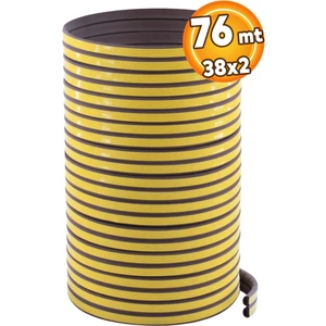 Yapışkanlı 38x2=76 Metre (KAHVERENGİ) Kapı Pencere Bandı Fitili Soğuk Izolasyon Kauçuk Bantları
