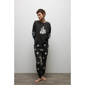 Kadın Pamuklu Uzun Kollu Pijama Takımı