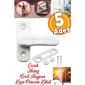 (5 Adet) Bebek Çocuk Pimapen Pvc Kapı Pencere Emniyet Koruma Kilidi Mandalı Cam Kilidi Beyaz