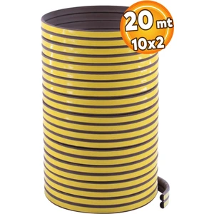 Yapışkanlı 10x2=20 Metre (KAHVERENGİ) Kapı Pencere Bandı Fitili Soğuk Izolasyon Kauçuk Bantları