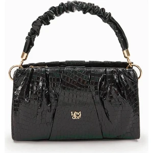 SİYAH KIRIŞIK RUGAN Büzgü Detaylı El Çantası