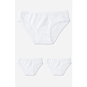 Baykar Baykar Kız Çocuk Pamuklu Bikini Kesim Düz Basic Külot 3'lü Paket Beyaz