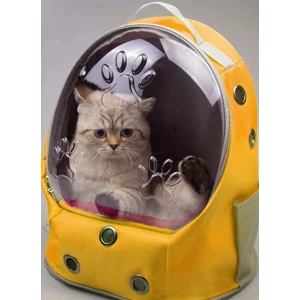 AlaPet Ufo Astronot Kedi Taşıma Çantası - 7 Hava Kanallı Pati Desenli 47X40X35CM (15KG)