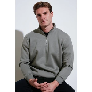 Pamuklu Regular Fit Yarım Fermuarlı Dik Yaka Sweat Erkek Sweat 59052592