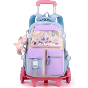 Love Home Çocuk Arabası Okul Ortaokul Öğrencileri Büyük Kapasiteli Sırt Tekerlekli Çanta (Yurt Dışından)