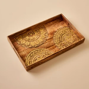 Bella Maison Cera Dekoratif Tepsi Naturel (32X3,5X50 Cm)