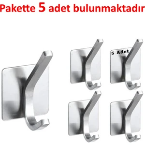 Kendinden Yapışkanlı Askılık Çelik Pakette 5 Adet