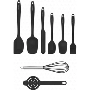 Drongo Isıya Dayanıklı Yanmaz Yapışmaz Silikon Spatula Seti 8 Parça Siyah