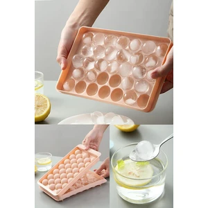 Pumo Pembe 33 Bölmeli Kapaklı Küre Buz Kalıbı Dondurma Kalıbı Buz Saklama Kabı Sunumluk