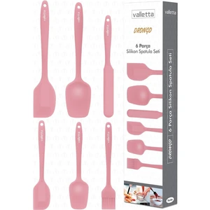 Drongo Isıya Dayanıklı Yanmaz Yapışmaz Silikon Spatula Seti 6 Parça Pembe