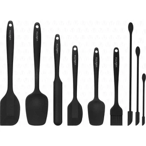 Drongo Kavanoz Sıyırıcılı Silikon Spatula Seti 9 Parça Siyah
