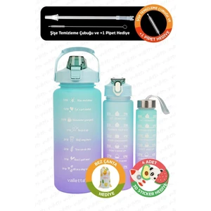 Eldorado 3lü Set Bpa Içermez Motivasyonel Su Matarası Yeşil Su Matarası,su Şişesi,suluk