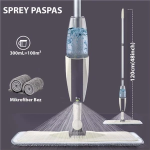 Sprey Mop Su Deterjan Hazneli 360 Derece Dönen Mikrofiber Bez Temizlik Seti