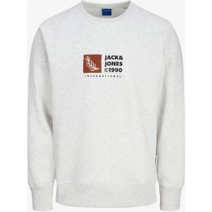 Jack & Jones Jorportland Erkek Bej Sweatshirt 12262958-BRIGHTWHITE