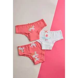 Katia & Bony Kız Çocuk 3'lü Paket Unicorn Slip Ekru/pembe
