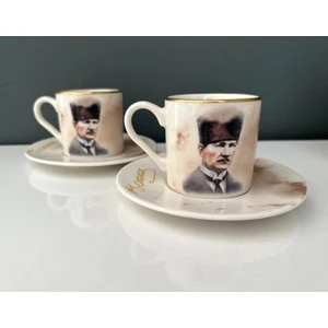 Decorıum Atatürk 2 Li Kahve Fincan Takımı Kadife Kutulu