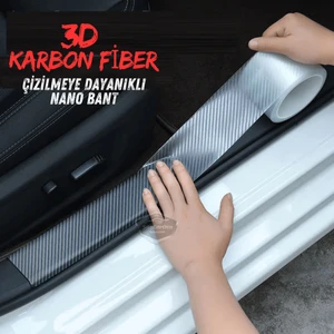 ŞüsCarOto Aksesuar Üniversal Araç Içi 3D Şeffaf Karbon Kapı Eşik Bandı Arka Tampon Eşiği Koruma Folyosu Orijinal Hava Kanallı Yapışkanlı Ithal Çok Amaçlı Tampon Koruma 5 Metre