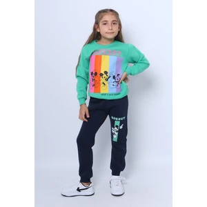 Kız Çocuk 3 Iplik Eşofman Takımı Mickey Mouse Baskılı D36