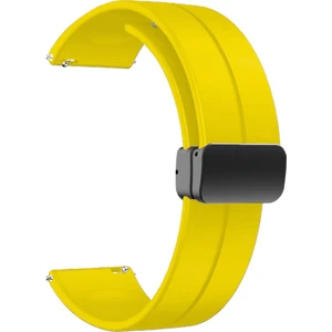 Megafox Teknoloji Xiaomi Mi Watch / Mi Watch Color (22 Mm) Uyumlu Kordon Silikon Magnetik Tokalı Spor Kayış, Sarı