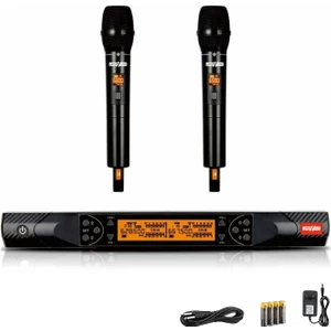 LV-402EE Telsiz Kablosuz Mikrofon Seti UHF Çift EL 2x100 Frekans