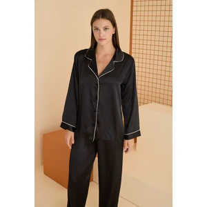 Siyah Saten Pijama Takımı