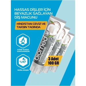 Super White Coconut Yağlı Diş Macunu Doğal Bitkisel Vegan Florürsüz 3 Adet