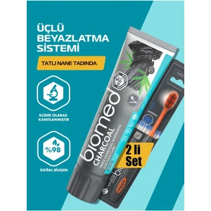Charcoal Diş Macunu ve Volkanik Mineral Diş Fırçası 2'li Set Doğal Bitkisel Vegan Florürsüz