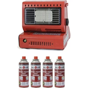 Big Fire Maxi  Portatif Kamp Sobası Tüp Baglantılı Son Derece Hafif 227GR Valfli Gaz Kartuş Dörtlü Set