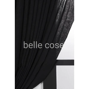 Belle Cose Sirius Keten Görünümlü Pileli Tül Perde Siyah (1x2 Geniş Pile)