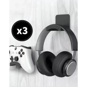 Asılabilir Kulaklık Standı 3 ADET Kulaklık Tutucu Masa Duvar Bantlı  Ps4 Ps5 XBox Uyumlu Siyah