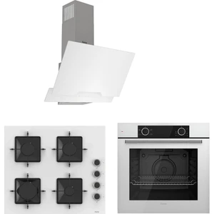 Beyaz Cam Ankastre Set D064 - SS206 Kare - XE61CB