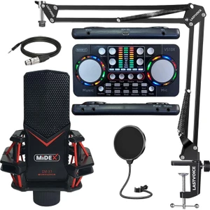 Gmx-1 Live Gold Set Condenser Mikrofon Ses Kartı Canlı Yayın Paketi (Telefon ve Pc)
