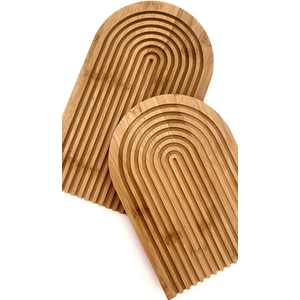 Gökkuşağı Dalgalı Bambu Sunum Tabağı Dekoratif Sunum Tahtası