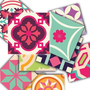 Kendinden Yapışkanlı Pembe Desenli Pvc Karo 10X10 cm 20'li Paket