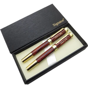 Signator® ST203 Bordo Sedefli Lake Gold Heybetli Kalem Seti - Dolma Kalem + Roller Kalem | Isme Özel Kalem